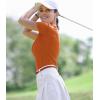 imageBoladeci Womens Golf Polo Shirts Short Sleeve UPF 50 Sun Protection 4Button Collared Tennis TopsDark Orange