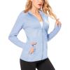imageBoladeci Womens Athletic Jackets Lightweight UPF 50 Sun Shirts Long Sleeve Full Zip Up Quick Dry Running Workout JacketsLight Blue