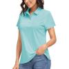 imageBoladeci Womens Golf Polo Shirts Short Sleeve UPF 50 Sun Protection 4Button Collared Tennis TopsLake Blue