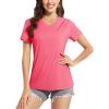 imageBoladeci Womens Short Sleeve V Neck Sun Shirts UPF 50 UV Protection Quick Dry Tees Workout Summer TopsRose Red