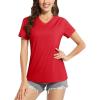 imageBoladeci Womens Short Sleeve V Neck Sun Shirts UPF 50 UV Protection Quick Dry Tees Workout Summer TopsTomato Red