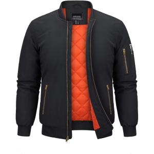 imageBoladeci Mens Bomber Jackets Winter Zip Up Midweight Thick Warm Lining Windproof Casual Style Windbreaker Coats