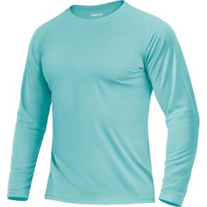 imageBoladeci Mens UPF 50 Sun Protection UV SPF Shirts Long Sleeve Lightweight Quick Dry Swim TShirts Rash GuardAqua Blue