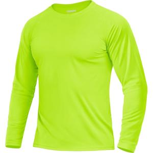 imageBoladeci Mens UPF 50 Sun Protection UV SPF Shirts Long Sleeve Lightweight Quick Dry Swim TShirts Rash GuardFluorescent Green