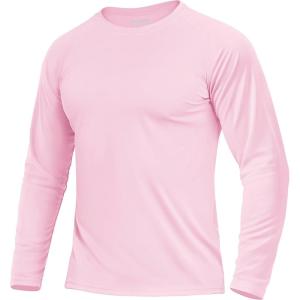 imageBoladeci Mens UPF 50 Sun Protection UV SPF Shirts Long Sleeve Lightweight Quick Dry Swim TShirts Rash GuardLight Pink
