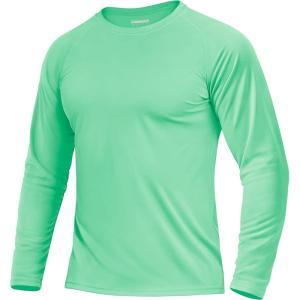 imageBoladeci Mens UPF 50 Sun Protection UV SPF Shirts Long Sleeve Lightweight Quick Dry Swim TShirts Rash GuardMint Green