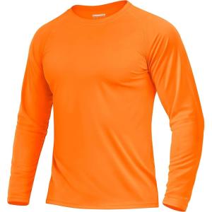 imageBoladeci Mens UPF 50 Sun Protection UV SPF Shirts Long Sleeve Lightweight Quick Dry Swim TShirts Rash GuardOrange