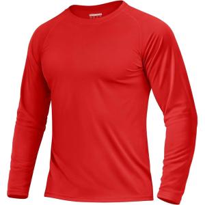 imageBoladeci Mens UPF 50 Sun Protection UV SPF Shirts Long Sleeve Lightweight Quick Dry Swim TShirts Rash GuardTomato Red