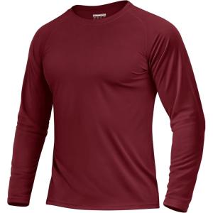 imageBoladeci Mens UPF 50 Sun Protection UV SPF Shirts Long Sleeve Lightweight Quick Dry Swim TShirts Rash GuardWine Red
