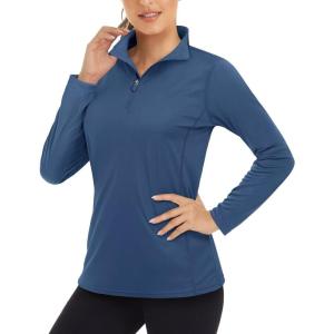 imageBoladeci Womens 14 Zip UPF 50 Sun Shirts Long Sleeve Golf Shirts UV Protection Lightweight Swim Athletic Tops Quick DryBlue Gray