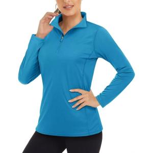 imageBoladeci Womens 14 Zip UPF 50 Sun Shirts Long Sleeve Golf Shirts UV Protection Lightweight Swim Athletic Tops Quick DryBlue Green
