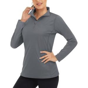 imageBoladeci Womens 14 Zip UPF 50 Sun Shirts Long Sleeve Golf Shirts UV Protection Lightweight Swim Athletic Tops Quick DryDark Gray