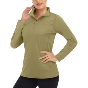 imageBoladeci Womens 14 Zip UPF 50 Sun Shirts Long Sleeve Golf Shirts UV Protection Lightweight Swim Athletic Tops Quick DryDull Green