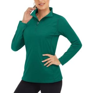 imageBoladeci Womens 14 Zip UPF 50 Sun Shirts Long Sleeve Golf Shirts UV Protection Lightweight Swim Athletic Tops Quick DryEmerald Green