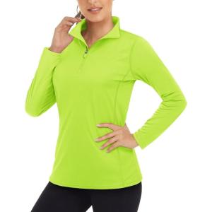 imageBoladeci Womens 14 Zip UPF 50 Sun Shirts Long Sleeve Golf Shirts UV Protection Lightweight Swim Athletic Tops Quick DryGreen