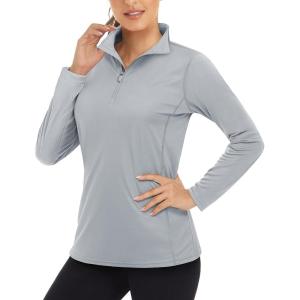 imageBoladeci Womens 14 Zip UPF 50 Sun Shirts Long Sleeve Golf Shirts UV Protection Lightweight Swim Athletic Tops Quick DryLight Gray