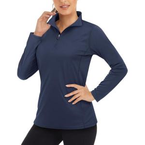 imageBoladeci Womens 14 Zip UPF 50 Sun Shirts Long Sleeve Golf Shirts UV Protection Lightweight Swim Athletic Tops Quick DryNavy Blue