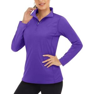 imageBoladeci Womens 14 Zip UPF 50 Sun Shirts Long Sleeve Golf Shirts UV Protection Lightweight Swim Athletic Tops Quick DryPurple