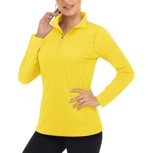 imageBoladeci Womens 14 Zip UPF 50 Sun Shirts Long Sleeve Golf Shirts UV Protection Lightweight Swim Athletic Tops Quick DryYellow