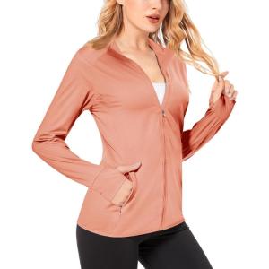 imageBoladeci Womens Athletic Jackets Lightweight UPF 50 Sun Shirts Long Sleeve Full Zip Up Quick Dry Running Workout JacketsApricot