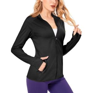 imageBoladeci Womens Athletic Jackets Lightweight UPF 50 Sun Shirts Long Sleeve Full Zip Up Quick Dry Running Workout JacketsBlack