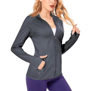 imageBoladeci Womens Athletic Jackets Lightweight UPF 50 Sun Shirts Long Sleeve Full Zip Up Quick Dry Running Workout JacketsDark Grey