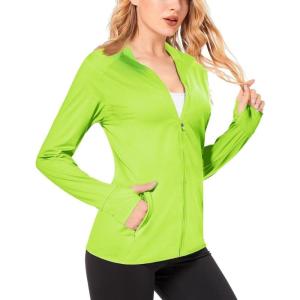 imageBoladeci Womens Athletic Jackets Lightweight UPF 50 Sun Shirts Long Sleeve Full Zip Up Quick Dry Running Workout JacketsGreen
