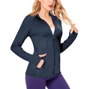 imageBoladeci Womens Athletic Jackets Lightweight UPF 50 Sun Shirts Long Sleeve Full Zip Up Quick Dry Running Workout JacketsNavy Blue