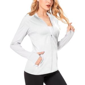 imageBoladeci Womens Athletic Jackets Lightweight UPF 50 Sun Shirts Long Sleeve Full Zip Up Quick Dry Running Workout JacketsWhite