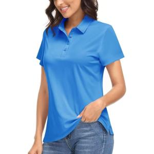 imageBoladeci Womens Golf Polo Shirts Short Sleeve UPF 50 Sun Protection 4Button Collared Tennis TopsAzure