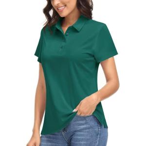 imageBoladeci Womens Golf Polo Shirts Short Sleeve UPF 50 Sun Protection 4Button Collared Tennis TopsEmerald