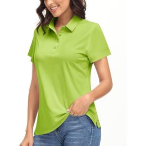 imageBoladeci Womens Golf Polo Shirts Short Sleeve UPF 50 Sun Protection 4Button Collared Tennis TopsFgreen