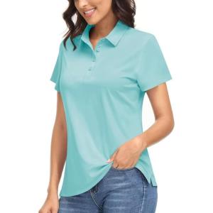 imageBoladeci Womens Golf Polo Shirts Short Sleeve UPF 50 Sun Protection 4Button Collared Tennis TopsLake Blue