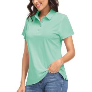 imageBoladeci Womens Golf Polo Shirts Short Sleeve UPF 50 Sun Protection 4Button Collared Tennis TopsMint Green