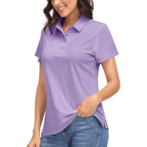 imageBoladeci Womens Golf Polo Shirts Short Sleeve UPF 50 Sun Protection 4Button Collared Tennis TopsPurple