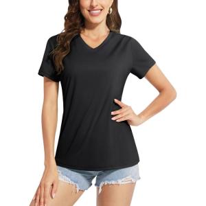 imageBoladeci Womens Short Sleeve V Neck Sun Shirts UPF 50 UV Protection Quick Dry Tees Workout Summer TopsBlack