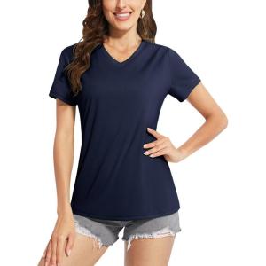 imageBoladeci Womens Short Sleeve V Neck Sun Shirts UPF 50 UV Protection Quick Dry Tees Workout Summer TopsNavy Blue