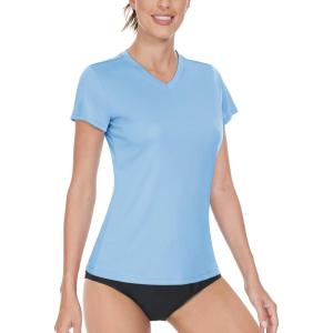 imageBoladeci Womens Short Sleeve V Neck Sun Shirts UPF 50 UV Protection Quick Dry Tees Workout Summer TopsWaterfall Blue