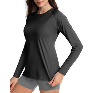 imageBoladeci Womens Sun Shirts UPF 50 UV Protection Rash Guard Long Sleeve Swim Shirts Quick Dry Lightweight Workout Tops01 Black