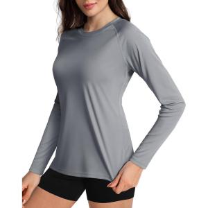 imageBoladeci Womens Sun Shirts UPF 50 UV Protection Rash Guard Long Sleeve Swim Shirts Quick Dry Lightweight Workout Tops01 Dark Gray