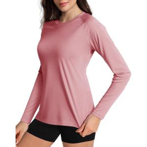 imageBoladeci Womens Sun Shirts UPF 50 UV Protection Rash Guard Long Sleeve Swim Shirts Quick Dry Lightweight Workout Tops01 Grey Pink