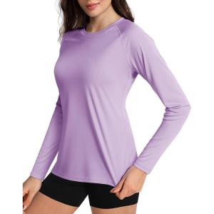 imageBoladeci Womens Sun Shirts UPF 50 UV Protection Rash Guard Long Sleeve Swim Shirts Quick Dry Lightweight Workout Tops01 Grey Purple
