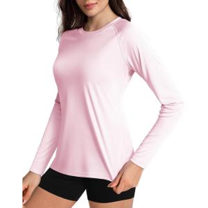 imageBoladeci Womens Sun Shirts UPF 50 UV Protection Rash Guard Long Sleeve Swim Shirts Quick Dry Lightweight Workout Tops01 Light Pink