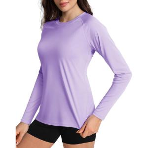 imageBoladeci Womens Sun Shirts UPF 50 UV Protection Rash Guard Long Sleeve Swim Shirts Quick Dry Lightweight Workout Tops01 Light Purple