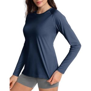 imageBoladeci Womens Sun Shirts UPF 50 UV Protection Rash Guard Long Sleeve Swim Shirts Quick Dry Lightweight Workout Tops01 Navy Blue