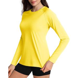imageBoladeci Womens Sun Shirts UPF 50 UV Protection Rash Guard Long Sleeve Swim Shirts Quick Dry Lightweight Workout Tops01 Yellow