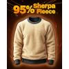 imageBoladeci Mens Full Sherpa Lined Crewneck Sweatshirts Premium Heavyweight Fleece Pullover Thick Thermal Cotton SweatShirtsArmy Green