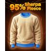 imageBoladeci Mens Full Sherpa Lined Crewneck Sweatshirts Premium Heavyweight Fleece Pullover Thick Thermal Cotton SweatShirtsAzure