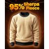 imageBoladeci Mens Full Sherpa Lined Crewneck Sweatshirts Premium Heavyweight Fleece Pullover Thick Thermal Cotton SweatShirtsBlack