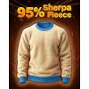 imageBoladeci Mens Full Sherpa Lined Crewneck Sweatshirts Premium Heavyweight Fleece Pullover Thick Thermal Cotton SweatShirtsBluegreen